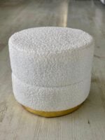Luxe Witte Teddy Poef - Met Gouden Poot - 48 cm x 40 cm