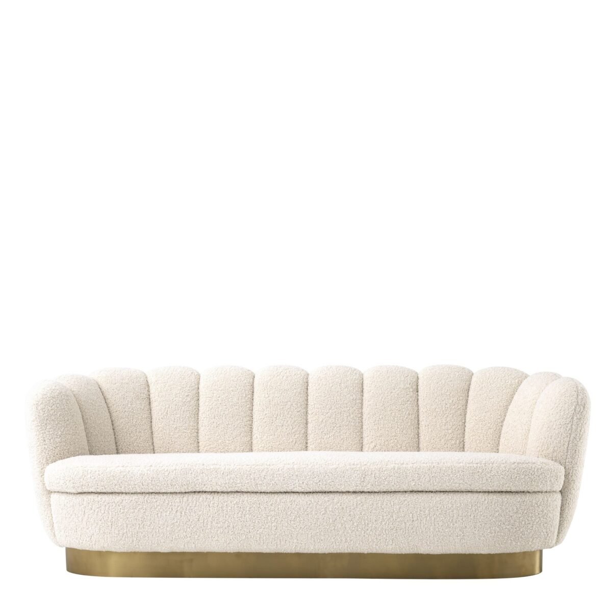 Luxe Schelpenbank - Teddystof - Met Gouden Poot - Beige - 75 x 228 cm – Image 1