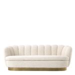 Luxe Schelpenbank - Teddystof - Met Gouden Poot - Beige - 75 x 228 cm