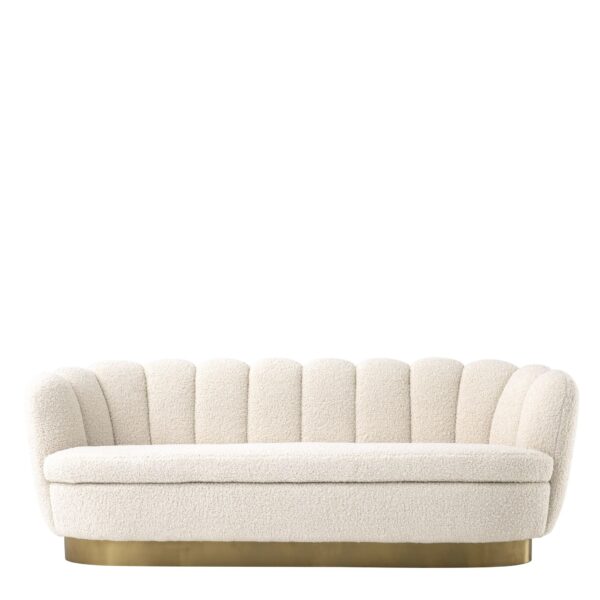 Luxe Schelpenbank - Teddystof - Met Gouden Poot - Beige - 75 x 228 cm