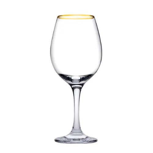 Pasabahce Golden Touch Amber - Glazen Op Voet Met Gouden Rand - 460 ml - Set van 6