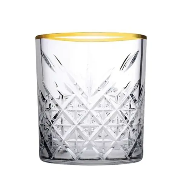 Pasabahce Timeless Tumbler- Glazen Met Gouden Rand - 420 ml - Set van 4