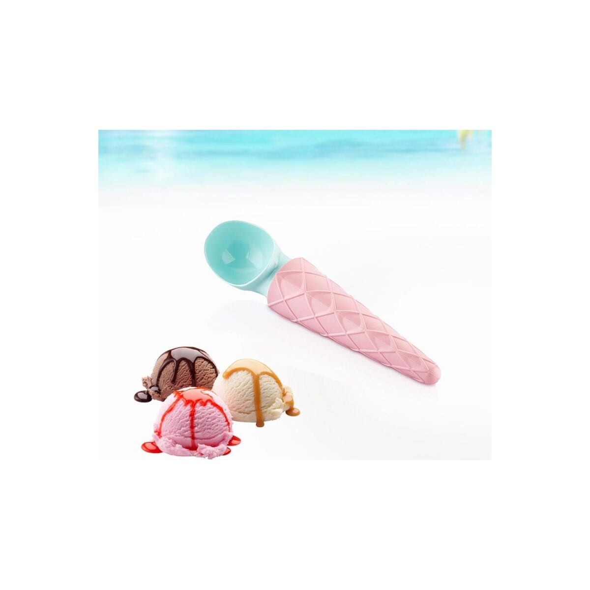 QLux - Ijslepel Met Hoorn  Roze/Blauw - 1 Stuk - Afbeelding 3