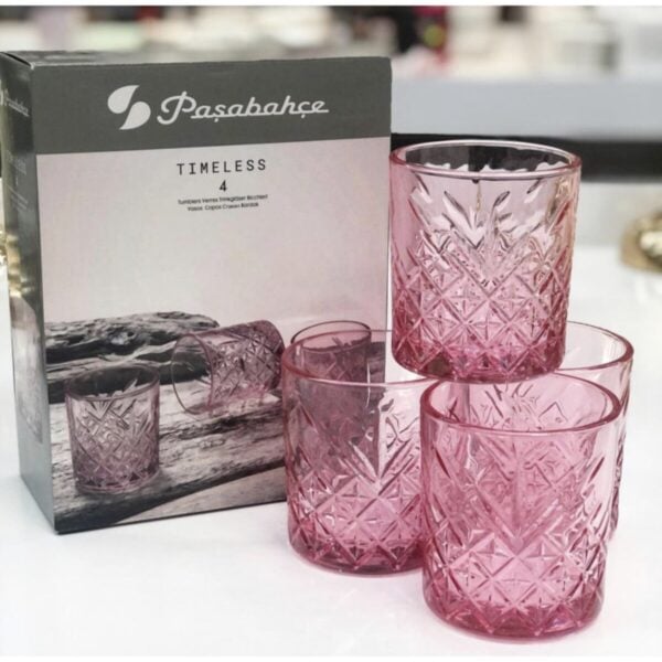 Pasabahce New Timeless Tumbler - Pink Whiskyglas - Set van 4 - 345 ml