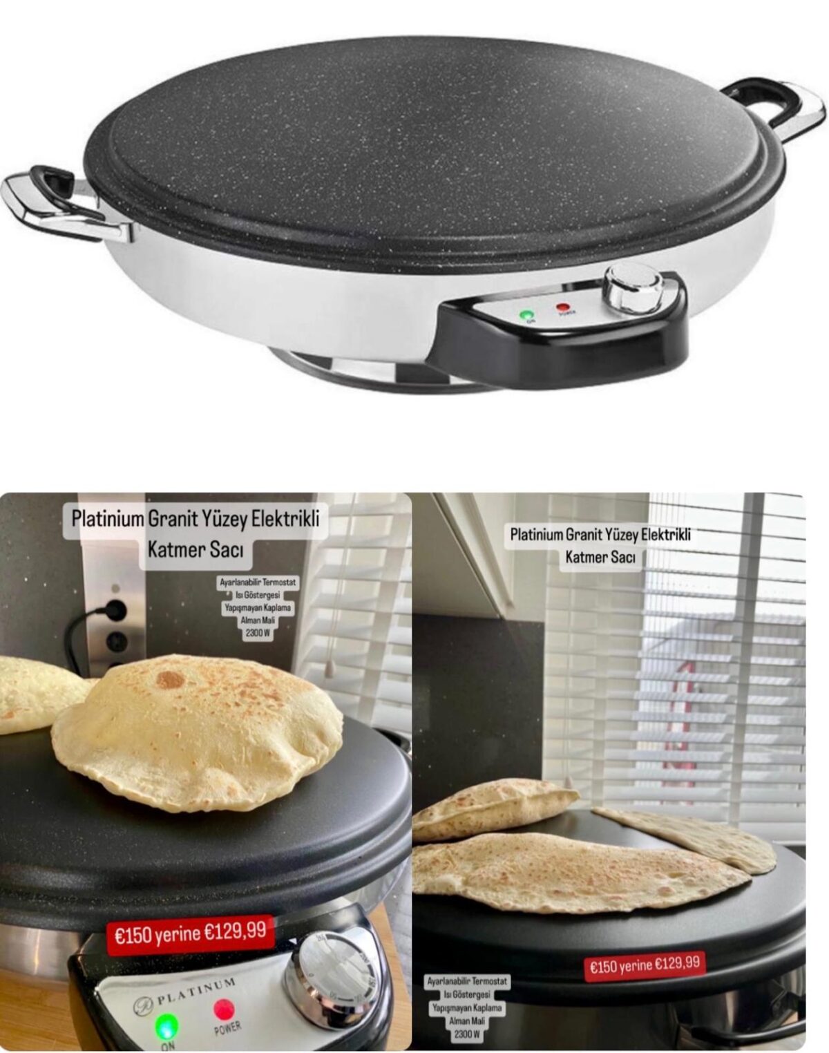 Easy- Yufka, Katmer ve Gozleme Saci - Graniet - 2300 W - 50 cm - 2 jaar Garantie - – Image 5