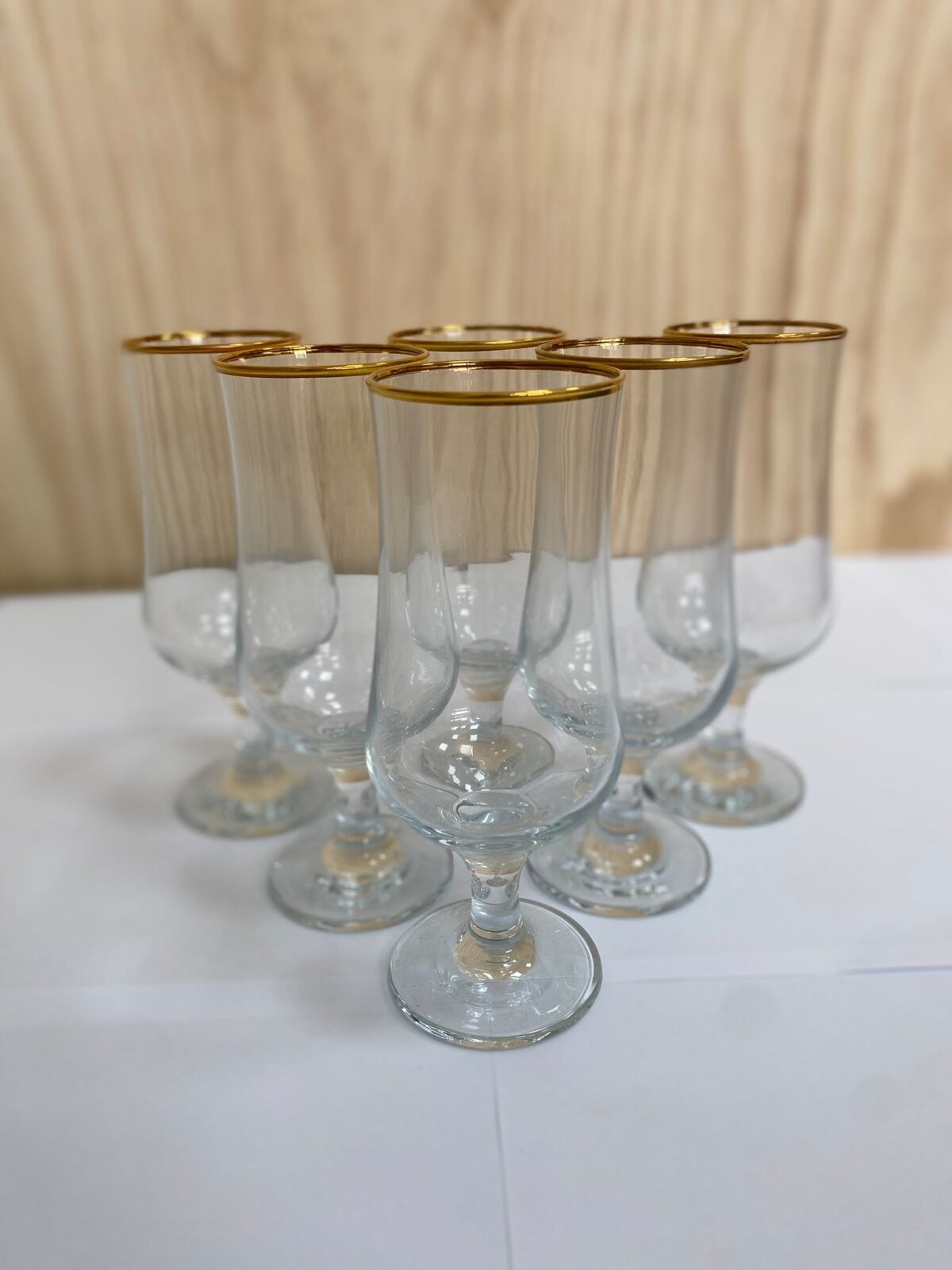 Pasabahce - Glazen Op Voet - Met Gouden Rand - Set van 6 – Image 2