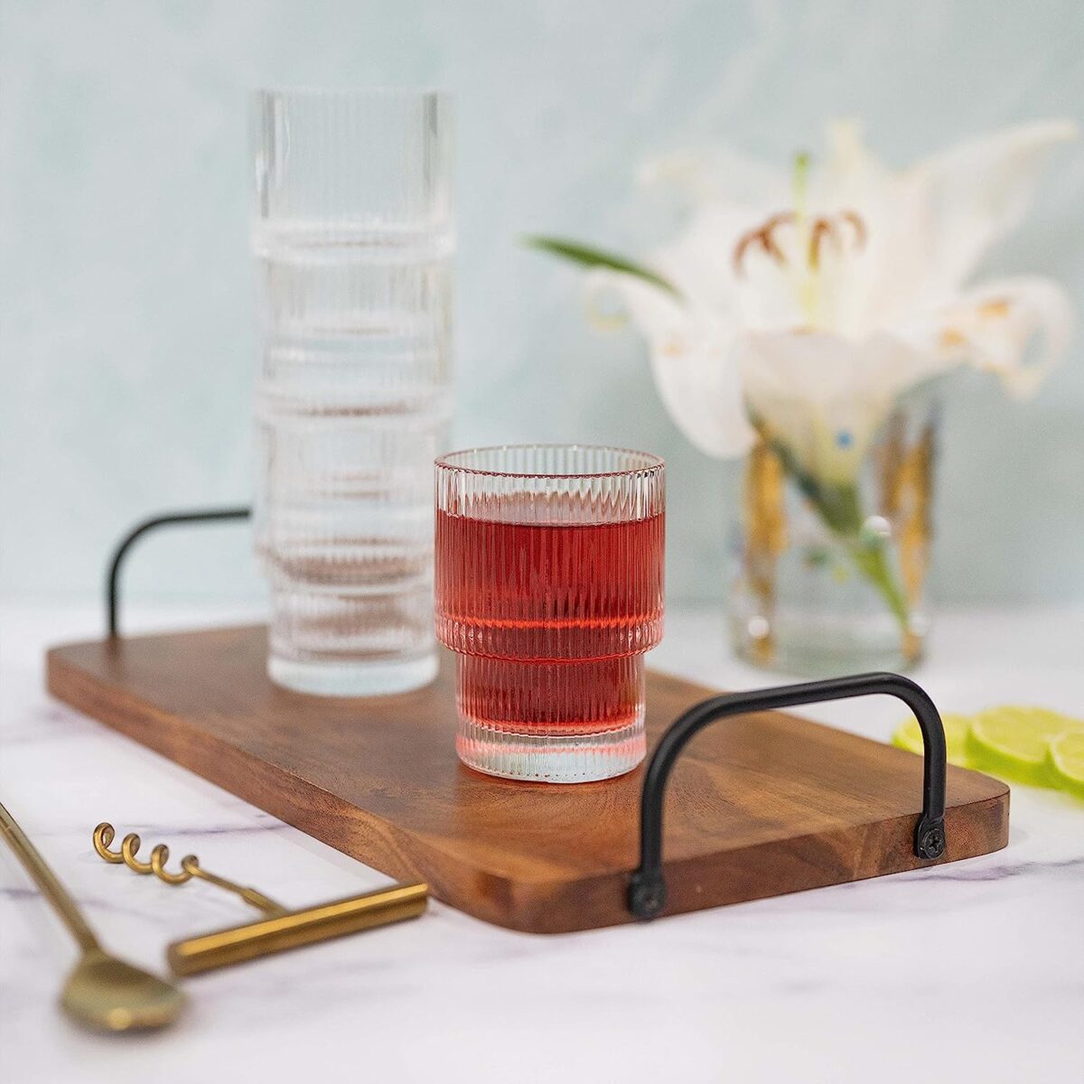Ekselans - Geribbelde Drinkglas- Ripple/Riffle Glas - 180ml - Set van 6 - Stapelbaar - Görsel 2