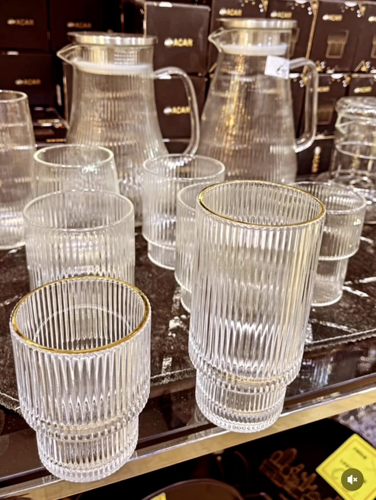 Ekselans –  Gold Geribbelde Drinkglas- Ripple/Riffle Glas - 180ml - Set van 6 - Stapelbaar - Image 4