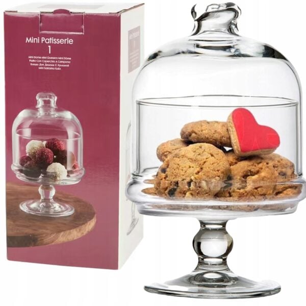 Pasabahce Mini Patisserie - Glazen Voorraadpot Op Voet - Met Stolp - Snoeppot - 500 ml