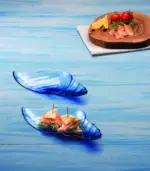 Pasabahce Marine Batik - Blue Glass Visborden - Set van 2 - 21 cm - Afbeelding 2