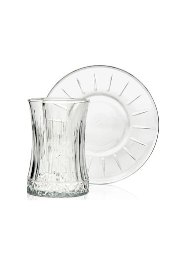 Pasabahce Elysia - Turkse Theeglazen Set Met Onderzetters - 12-Delig - 6-Persoons
