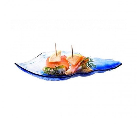 Pasabahce Marine Batik - Blue Glass Visborden - Set van 2 - 21 cm