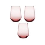Pasabahce Allegra – Roze Waterglas/Waterglazen – Set van 3 – 425 ml