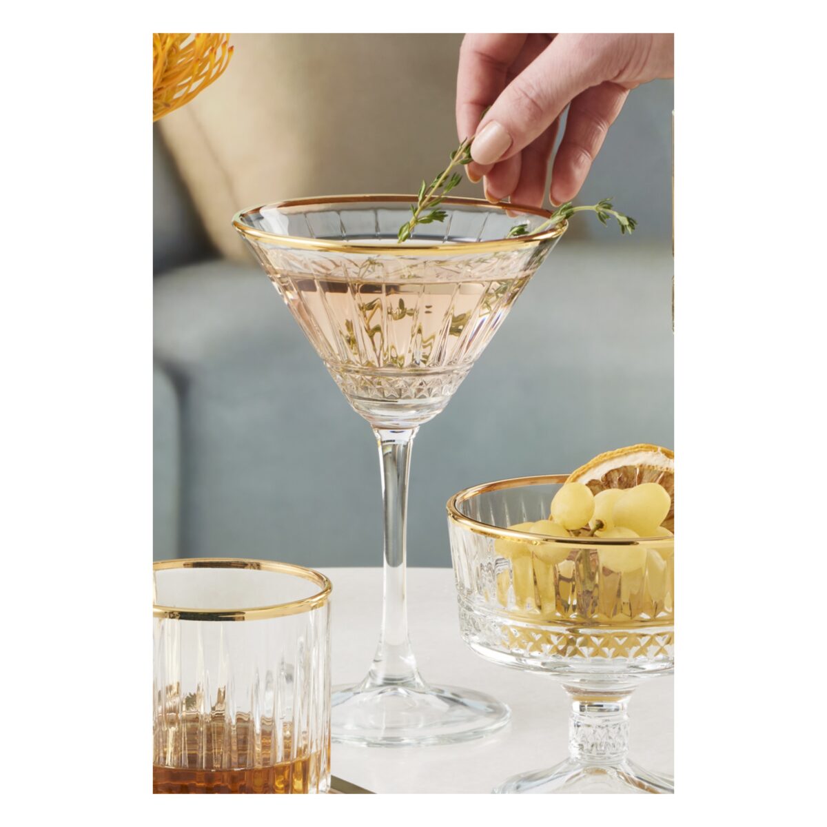 Pasabahce Elysia - Golden Touch – Cocktailglazen – Set van 4 – 220 ml – Image 3
