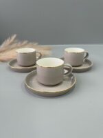 Bricard Porcelain Lunel - Taupe Espresso Kopjes & Onderzetters - Gouden Rand - 6-Persoons