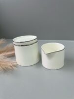 Bricard Lunel - Porseleinen Suiker & Melk Set - Met Zilveren Rand - Set van 2