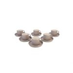Bricard Porcelain Lunel - Taupe Espresso Kopjes & Onderzetters - Gouden Rand - 6-Persoons - Görsel 5