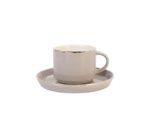 Bricard Porcelain Lunel - Taupe Espresso Kopjes & Onderzetters - Gouden Rand - 6-Persoons - Görsel 6