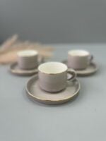 Bricard Porcelain Lunel - Taupe Espresso Kopjes & Onderzetters - Gouden Rand - 6-Persoons - Görsel 4