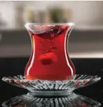 Pasabahce Aurora - Theeglazen Met onderzetters -  Set van 6 – Image 2