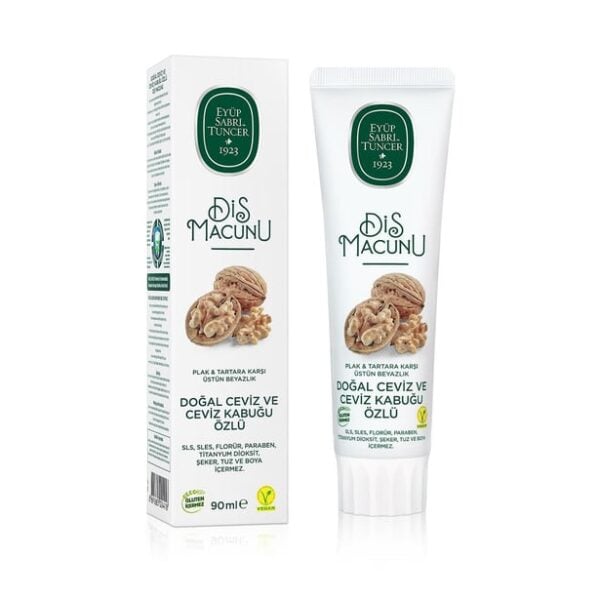 Eyüp Sabri Tuncer – Pure Witheid -  100% Plantaardige Walnoot + Walnotenschil Tandpasta – 90 ml – 100% Vegan – Glutenvrij