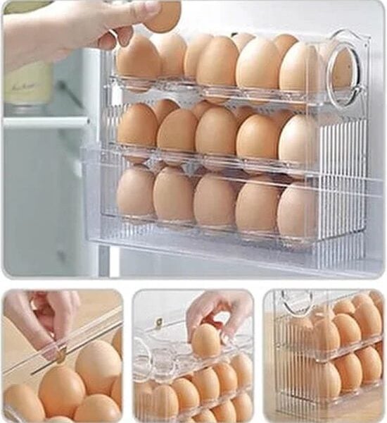 Sunplast sc-4301 - Ei-Organizer – 30 eieren – Eierdoos – 3 Lagen Eierrek Koelkast Organizer Opslag Container Eggy Box