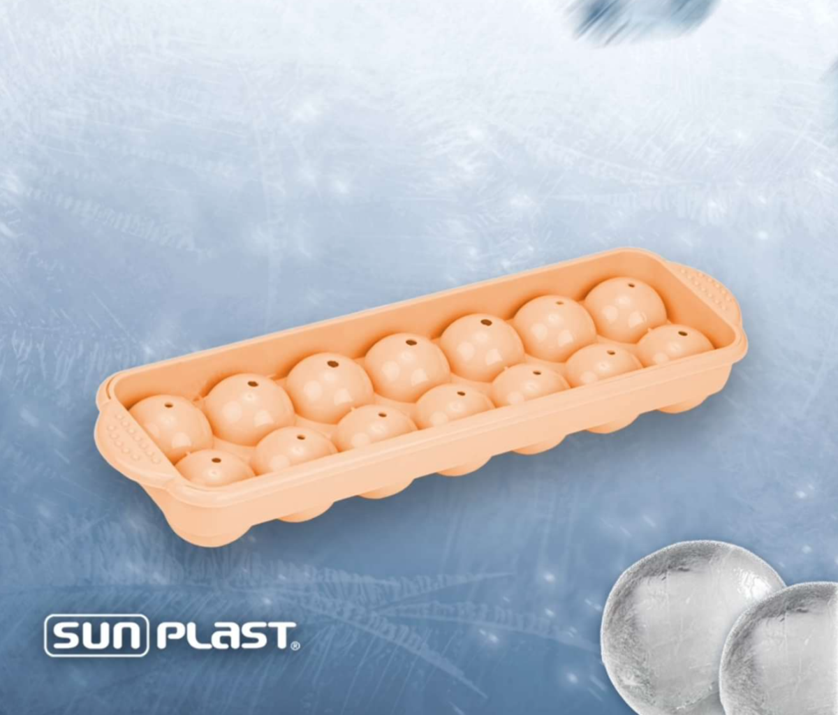 Suncook SC-255 – Ice cube – Ronde Ijsblokjes - Ijsblokjesvorm – 14 Bolletjes – Beige - Görsel 1