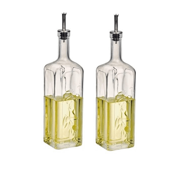 Pasabahce Homemade 80350- Oliefles / Azijnfles Met Schenktuit - Glas - Set van 2 - 345 ml