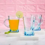 Pasabahce Heybeli 55073 - Gekleurde Theeglazen met Oor -  Blauw/Paars/Roze - Set van 6 - 180 ml - Görsel 2