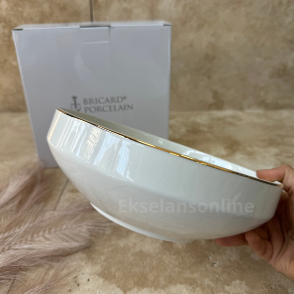 Bricard Lunel - Porseleinen Saladeschaal - Met Gouden Rand - 23 cm
