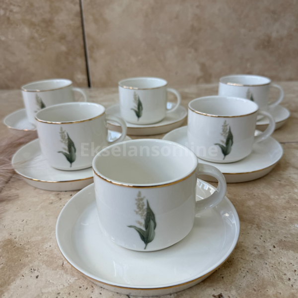 Bricard Flower - Porseleinen Koffiekopjes Set - 200 ml - 12-Delig - 6-Persoons