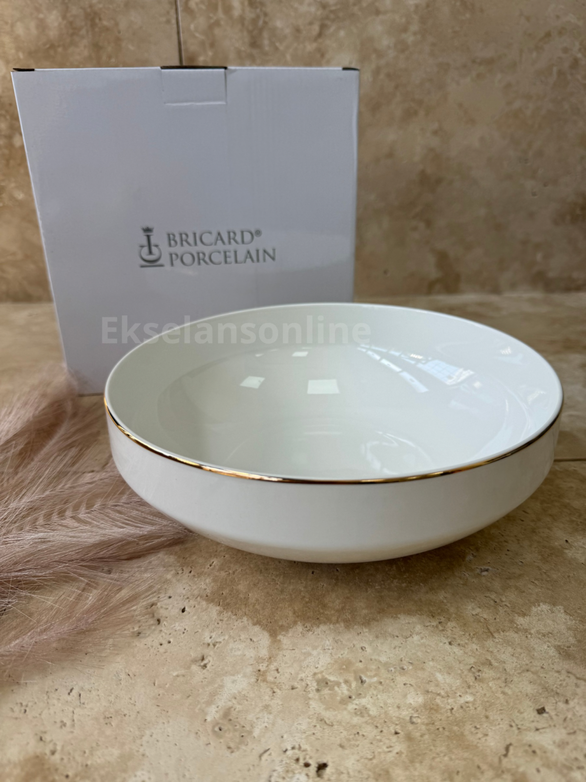 Bricard Lunel - Porseleinen Saladeschaal - Met Gouden Rand - 23 cm - Afbeelding 3