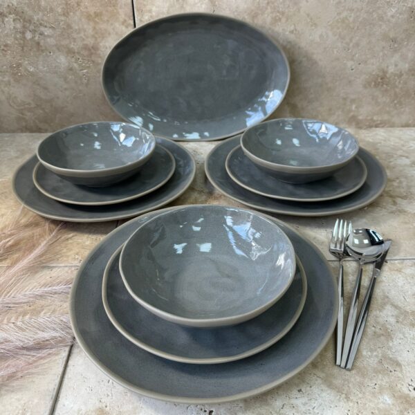 Bricard Albi - Porseleinen Serviesset/Dinerset - 25-Delig - 6 Persoons - Donkergrijs