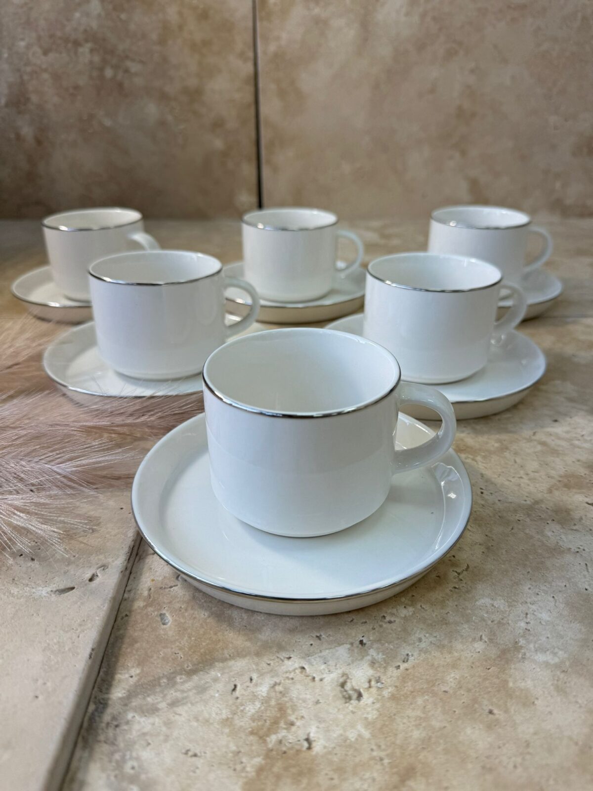 Bricard Lunel - Porseleinen Espresso set - 90 ml - Goud/Wit - 12-Delig - 6 persoons - Image 1