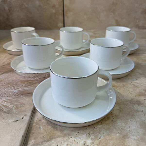 Bricard Lunel - Porseleinen Espresso set - 90 ml - Goud/Wit - 12-Delig - 6 persoons
