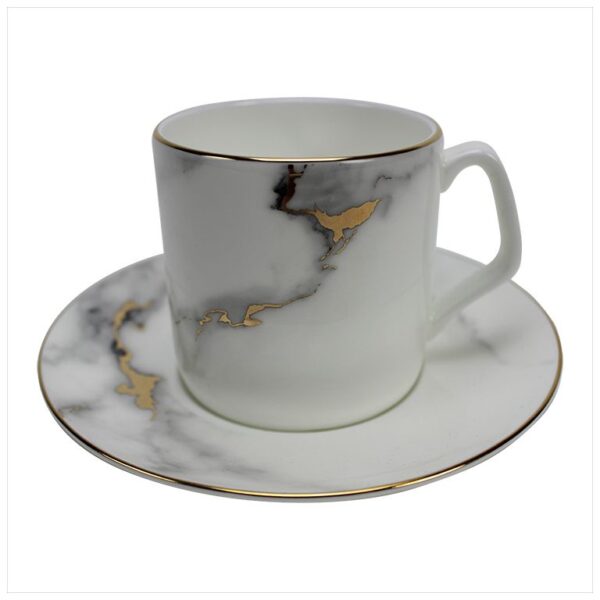 Bricard Drancy - Porseleinen Koffieglazen + Onderzetters - 12-Delig - 6-Persoons - 200 ml