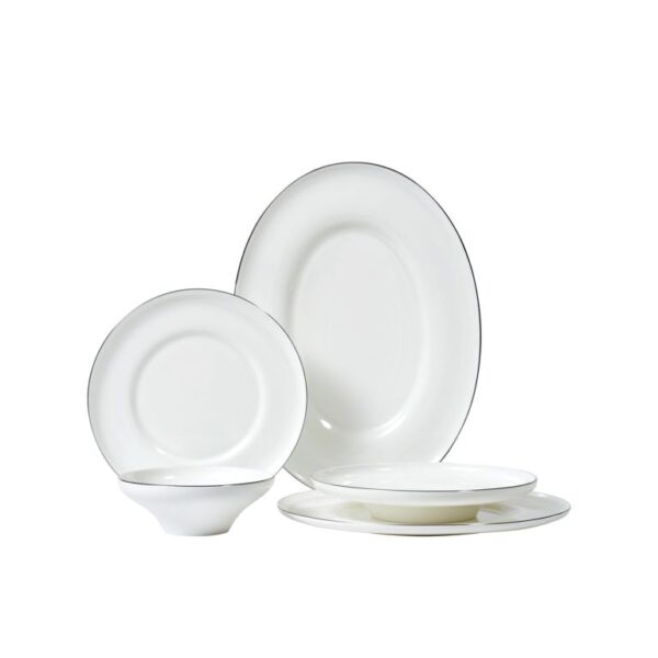 Bricard Macon - Porseleinen Serviesset/Dinerset - 25-Delig - Wit/Zilver