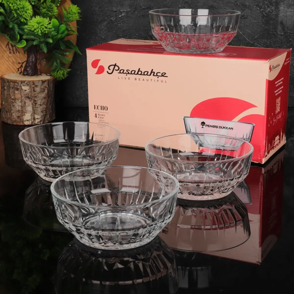 Pasabahce Echo 530144 - Glazen Kommen - Set van 6 - 320 ml - Görsel 2