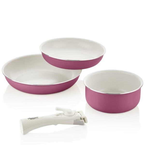 Bondy – Aluminium Pannenset – 3in1 – Inductie Geschikt – Set van 3 – Roze