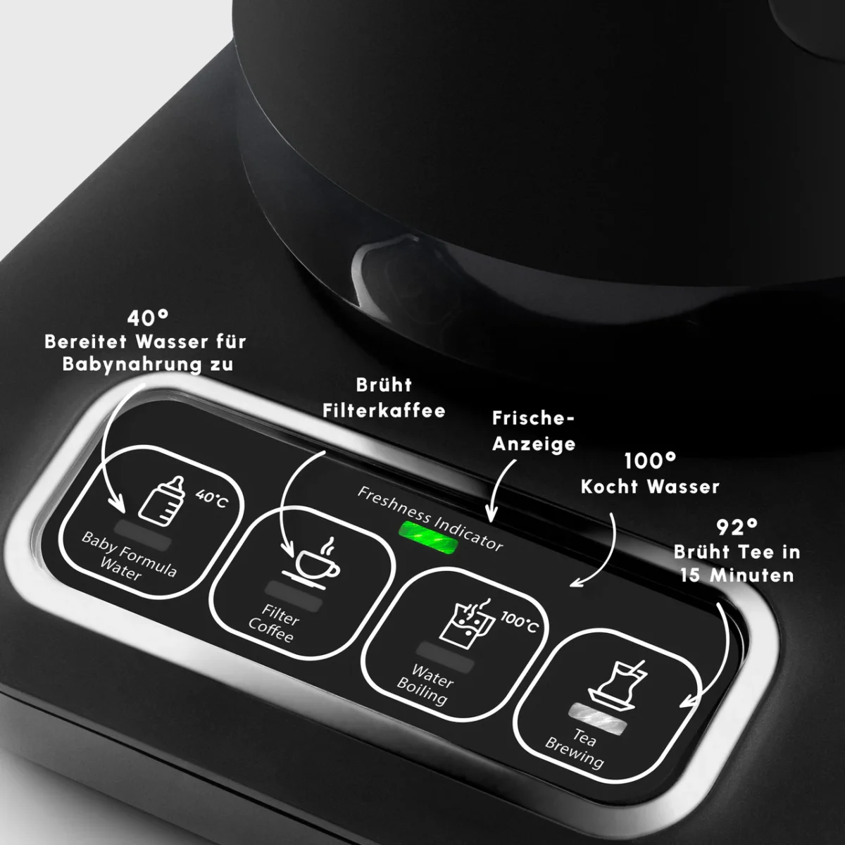 Karaca Caysever Robotea Pro - 4 in 1 - Sprekende Theezetter/waterkooker en filterkoffiezetter - 2500 W - Chrome - Engelstalig - Görsel 6