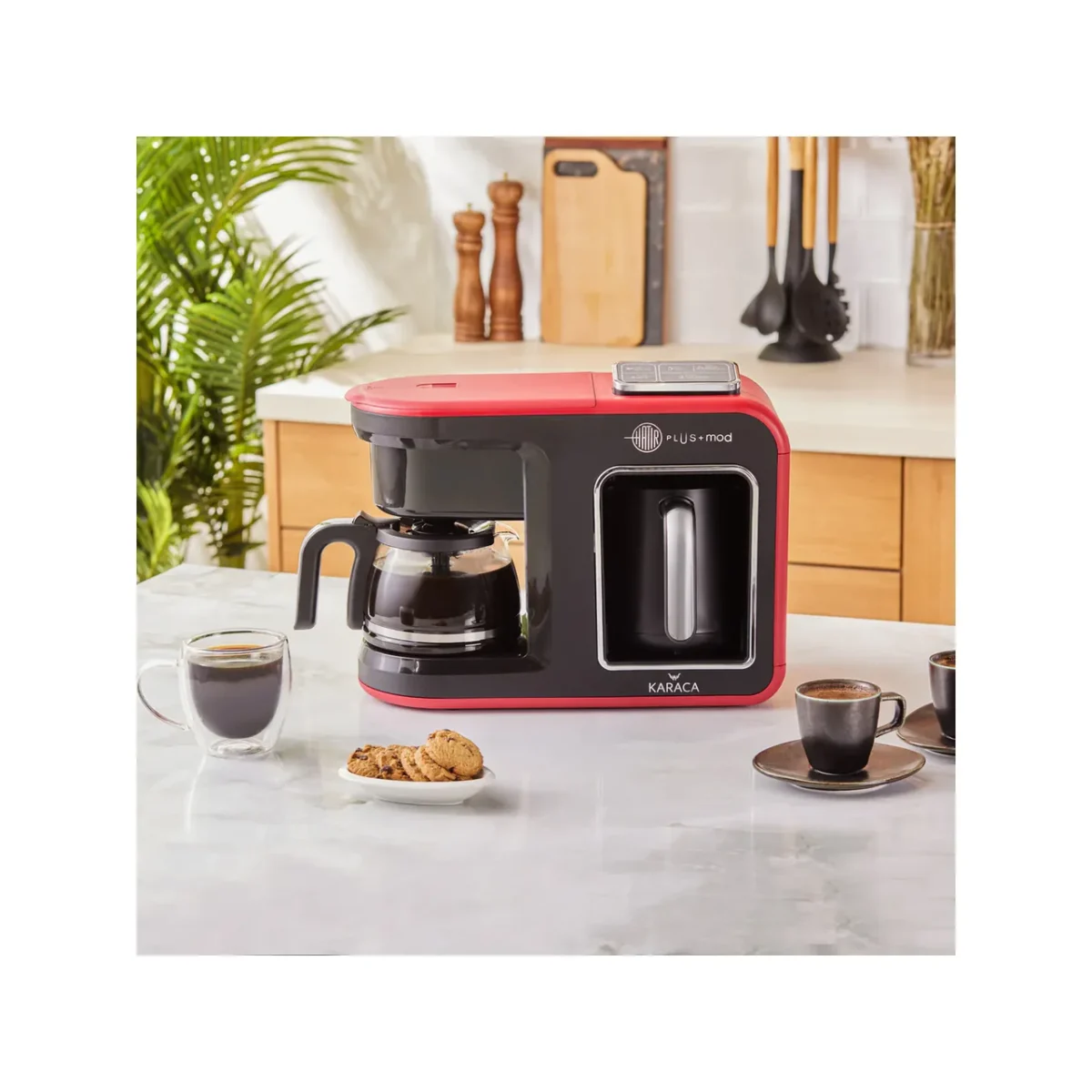 Karaca Hatır Plus Mod - 5-in-1 Thee- en Koffiemachine - Rood - 1385 W - Görsel 4