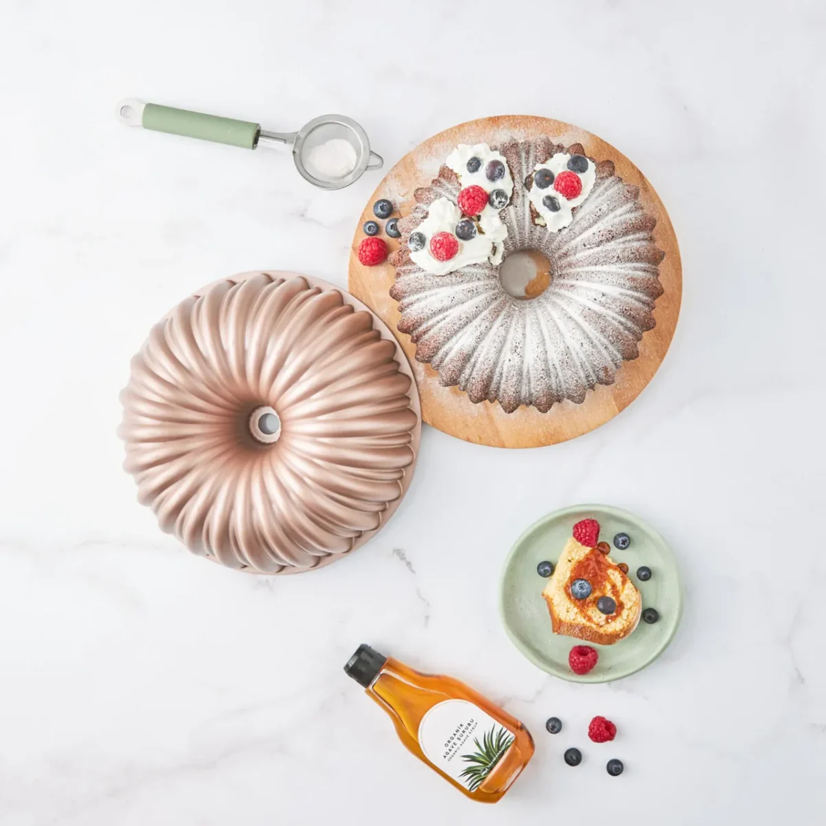 Karaca Cake Pro Dilimli - Ronde Bakvorm - Graniet - Rosegoud - 25.5 cm - Görsel 3