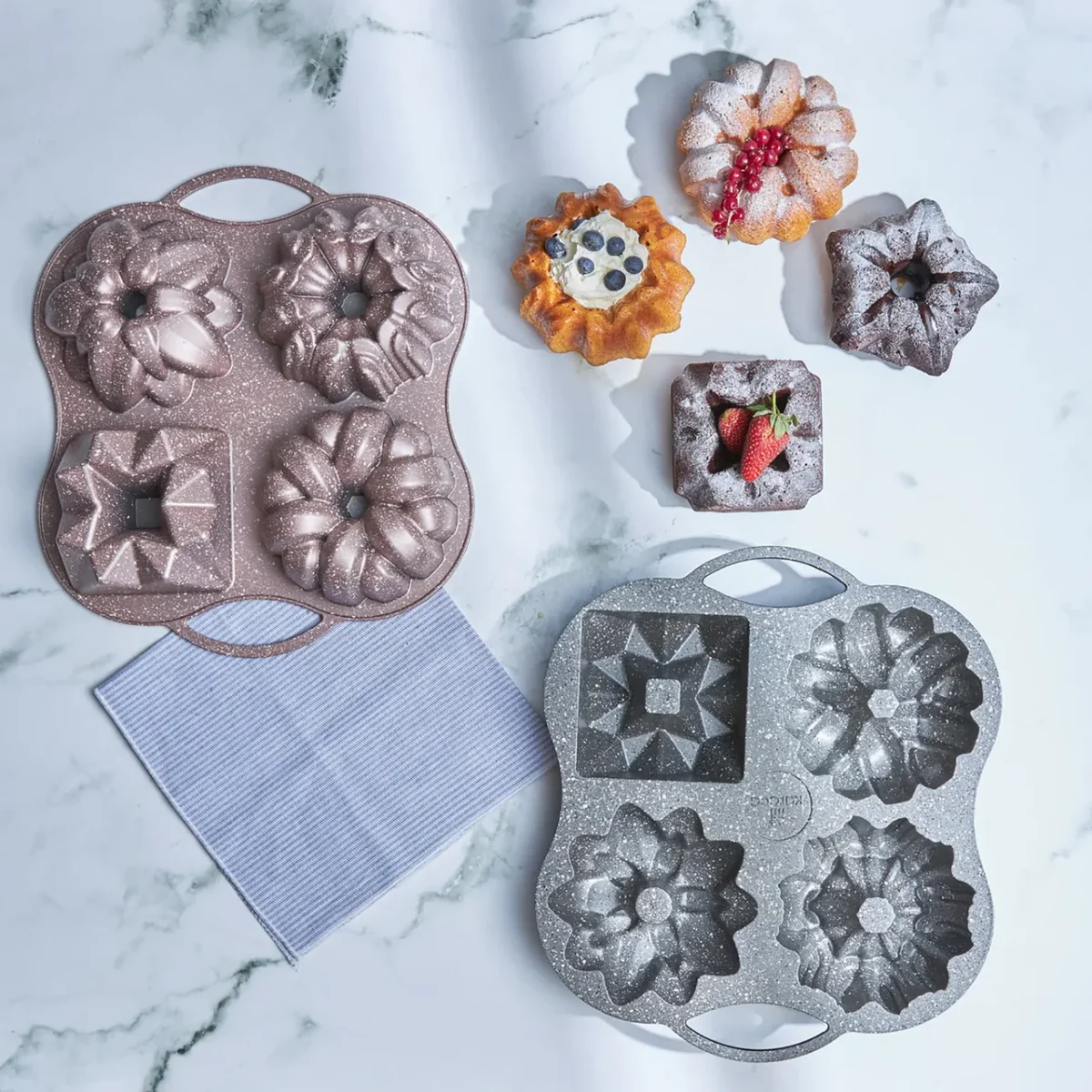 Karaca Cake pro - Rosegold Bakvorm - Graniet - 4-Vormpjes in 1 - Görsel 3