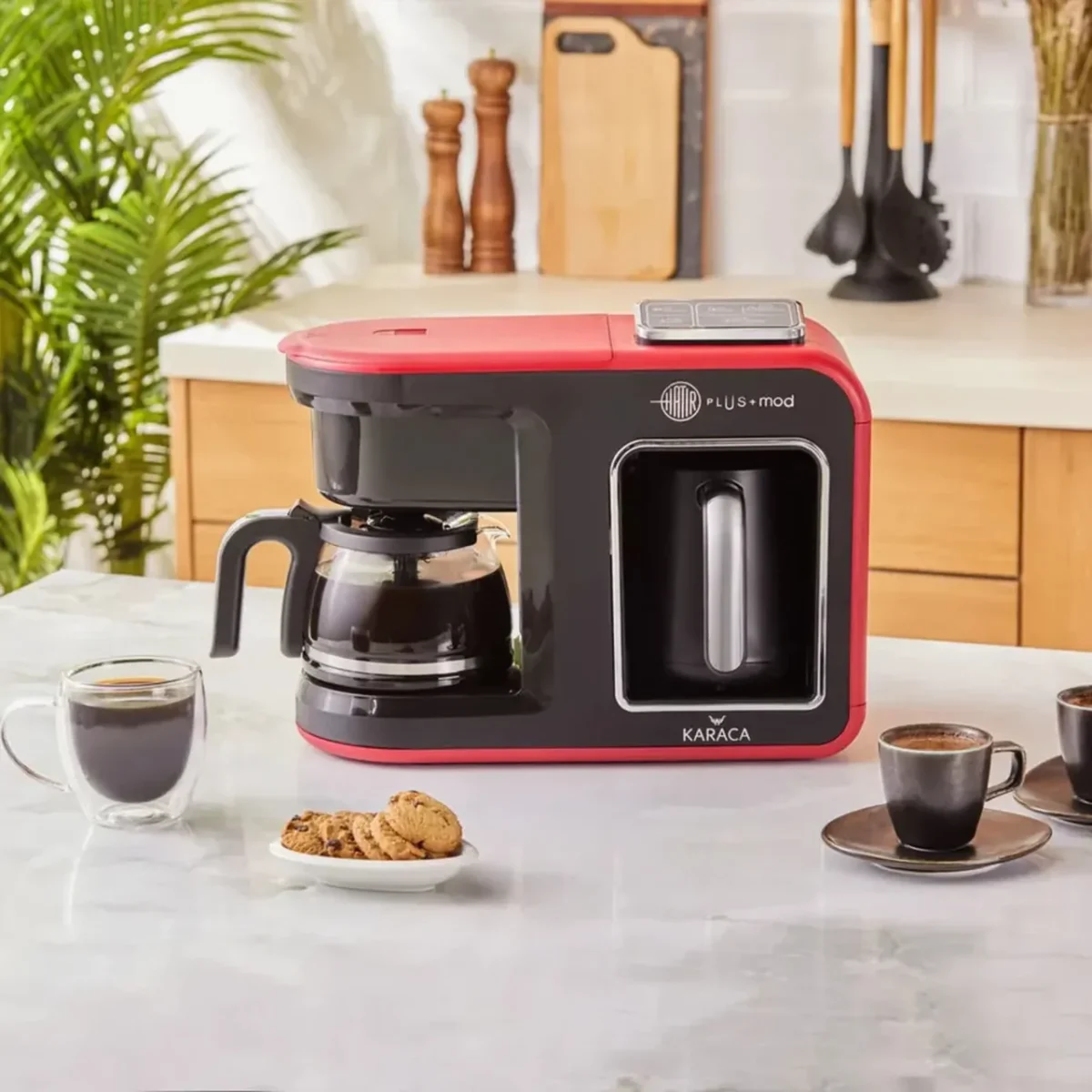 Karaca Hatır Plus Mod - 5-in-1 Thee- en Koffiemachine - Rood - 1385 W - Görsel 2