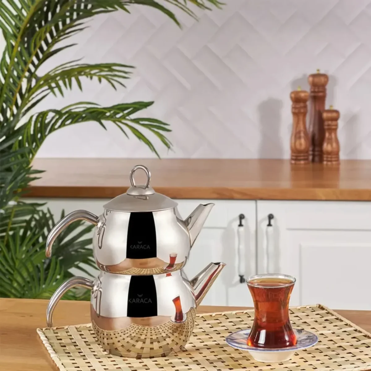 Karaca Adelya - RVS Theepot - Met Metalen Handvatten - 1100 ml - Image 1