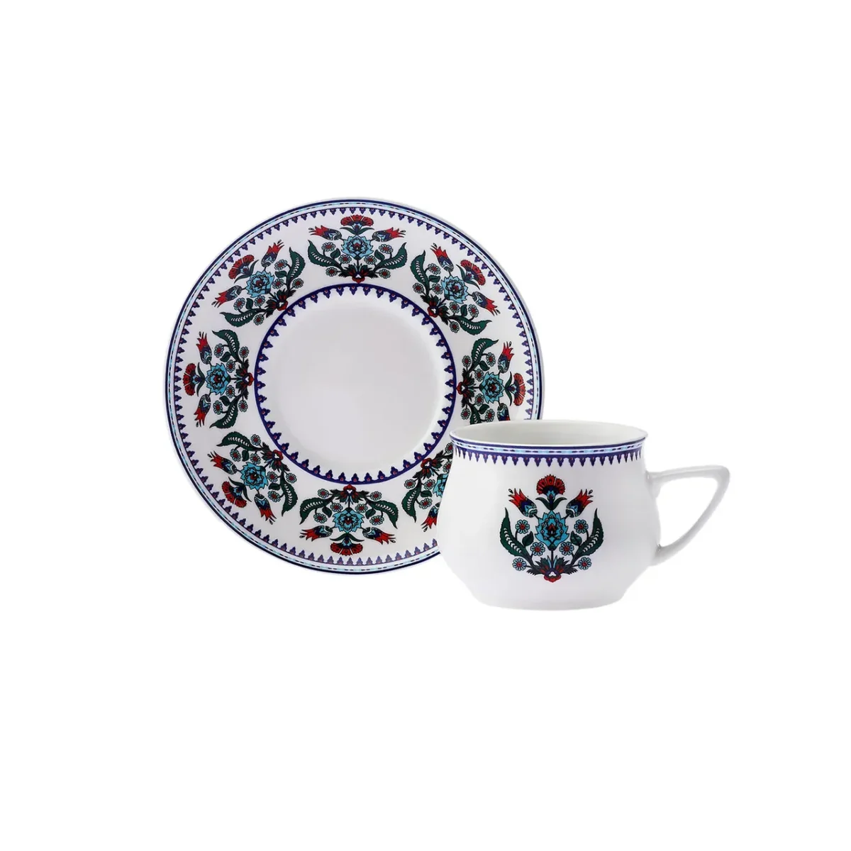 Karaca Cini - Porseleinen Espresso Kopjes & Onderzetters - 90 ml - Set van 6 - Görsel 6
