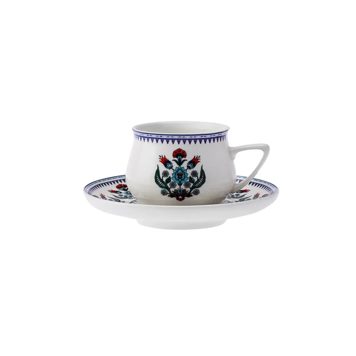 Karaca Cini - Porseleinen Espresso Kopjes & Onderzetters - 90 ml - Set van 6 - Görsel 7
