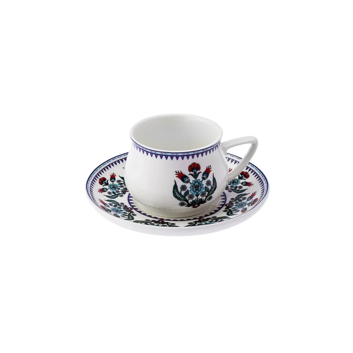 Karaca Cini - Porseleinen Espresso Kopjes & Onderzetters - 90 ml - Set van 6 - Görsel 8