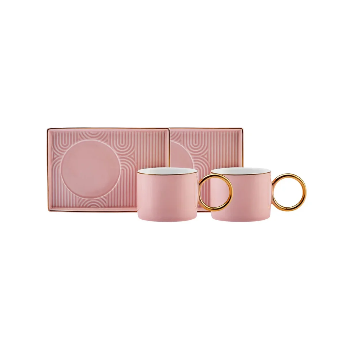Karaca Soho - Roze Porseleinen Espressoset - 80 ml - 2-Persoons - 4-Delig - Image 2