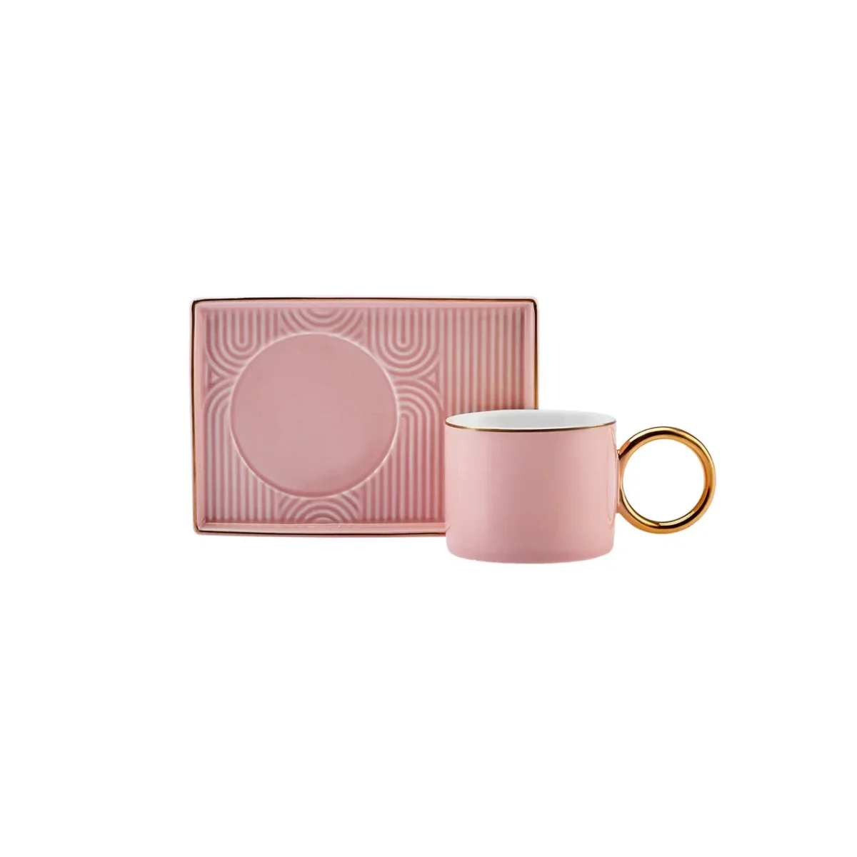 Karaca Soho - Roze Porseleinen Espressoset - 80 ml - 2-Persoons - 4-Delig - Image 1
